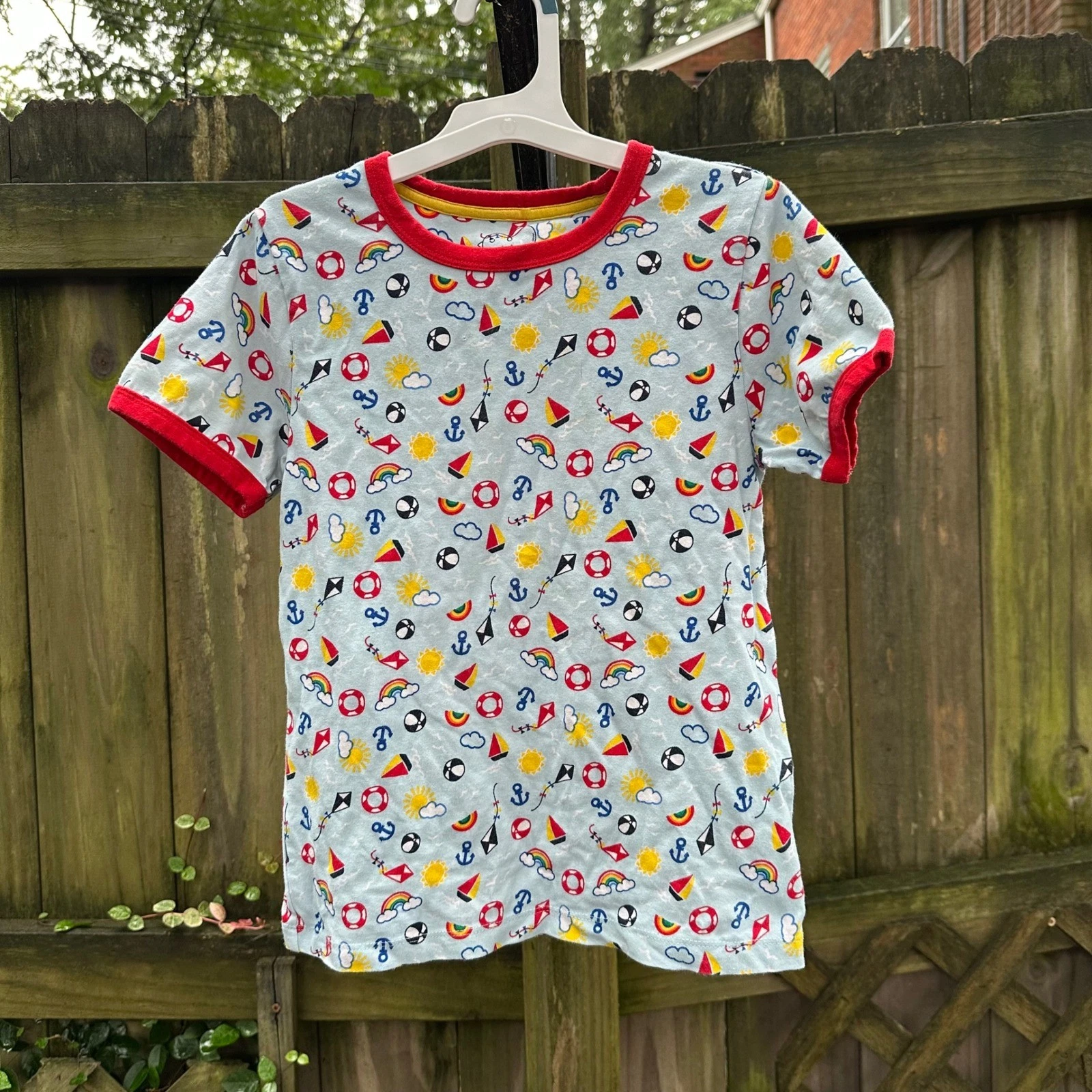Little Bird by Jools Oliver Kids Graphic T-Shirt Nautical Print Size 7-8Y