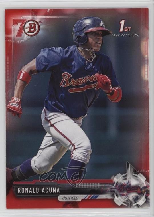 2017 Bowman Prospects Red 70th Anniversary Ronald Acuna Jr #BP127 13iq