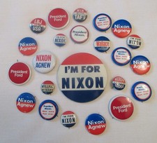 Lot Of 23 Political Pins Nixon Ford LBJ Taft Willkie Wallace