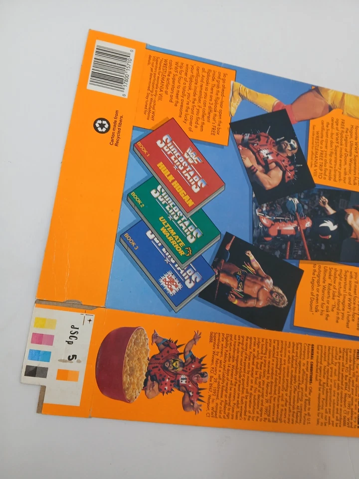 Caja de cereales vintage 1991 WWF Superstars Cereal Road Warriors promoción de lucha libre años 90 Foto 4 de 4