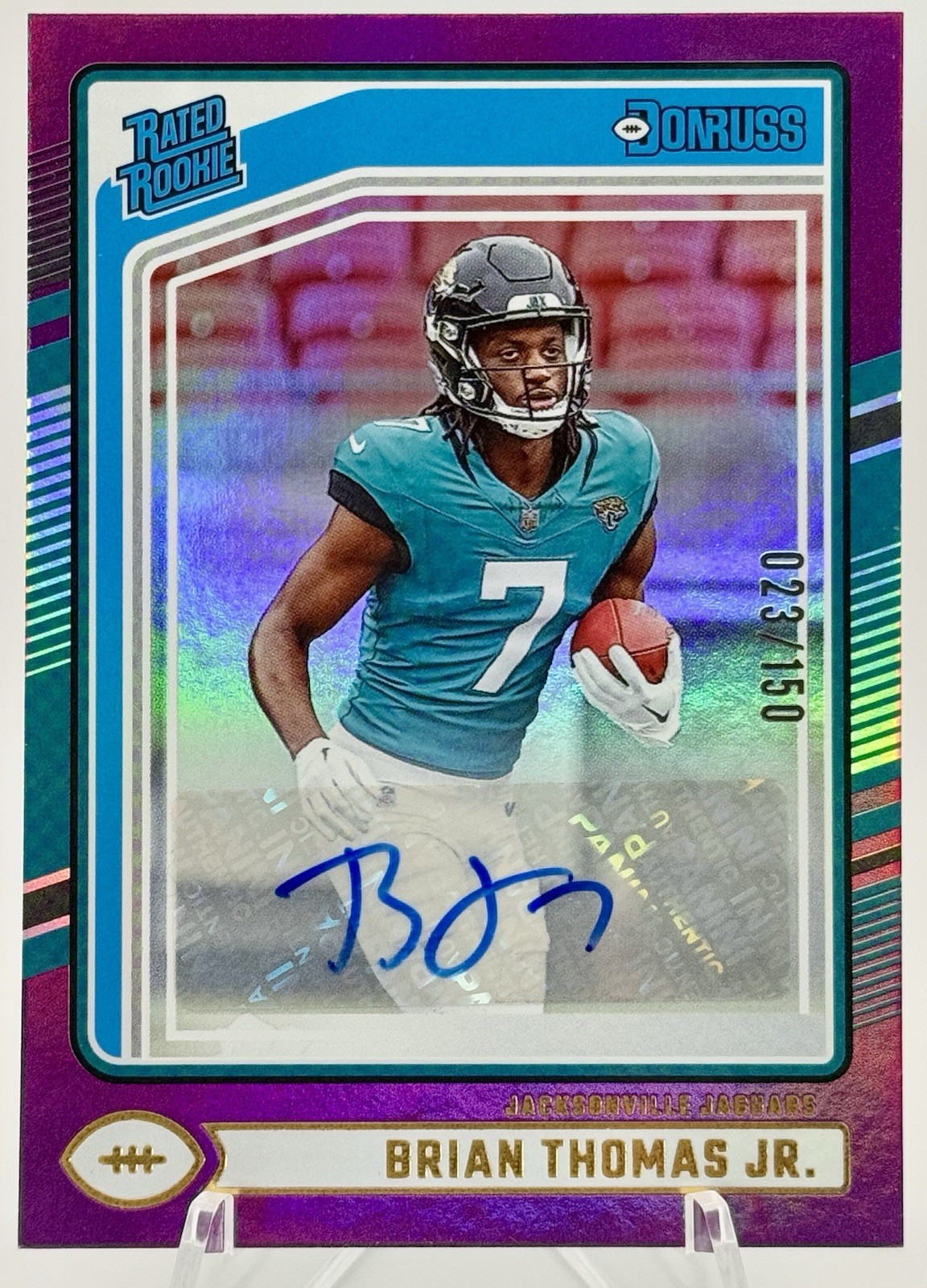 BRIAN THOMAS JR ROOKIE AUTO 2024 Donruss Rated Rookie Purple Auto SP /150 RC 313
