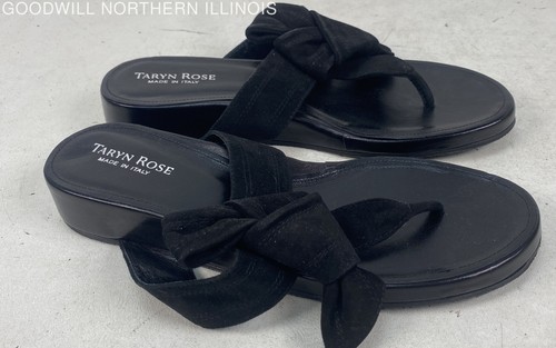 Women's Taryn Rose Black Leather Sandals Size 38 (7.5)