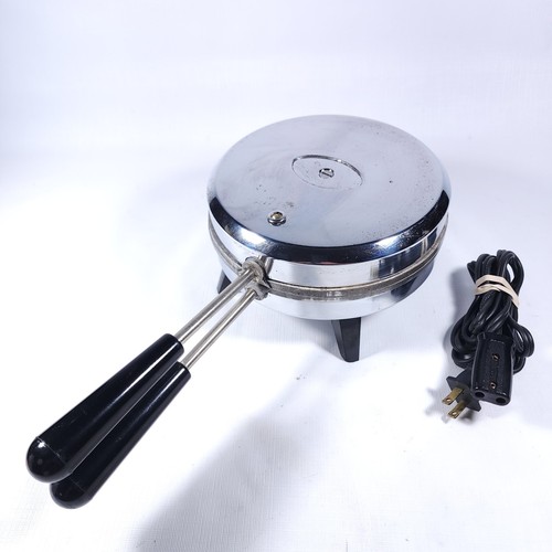 💥 VINTAGE VITANTONIO PIZZELLE MAID 400 SILVER CHROME 800W ITALIAN COOKIE MAKER