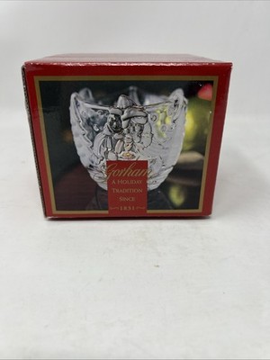 GORHAM Holiday Traditions Snowy Sweethearts Crystal Votive Candle Holder 3-1/2''