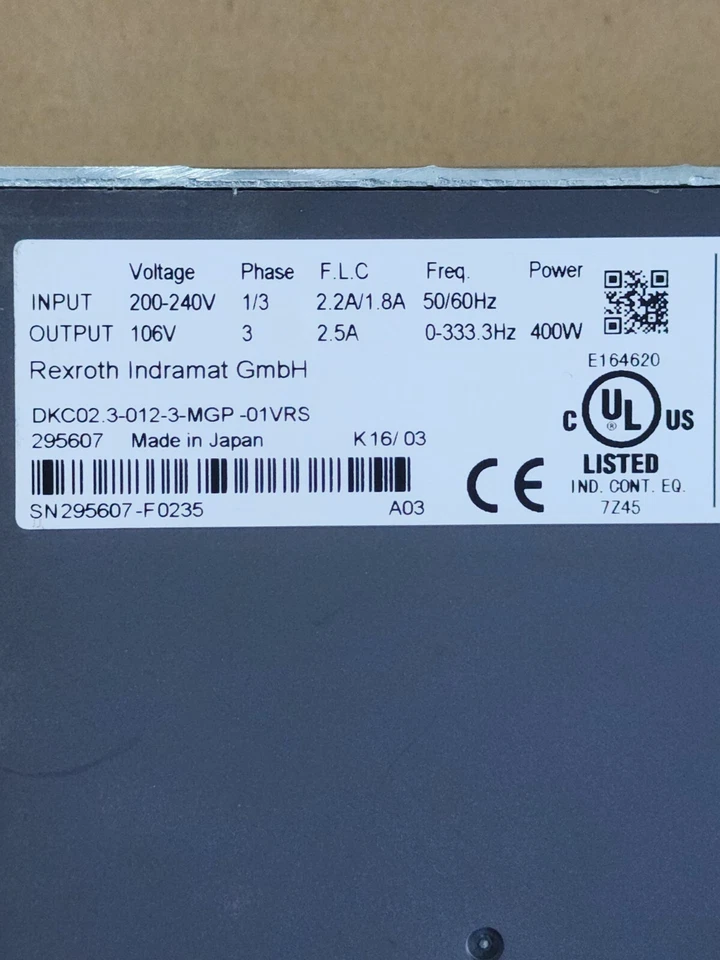 DKC02.3-012-3-MGP-01VRS REXROTH SERVO DRIVE 400W - Immagine 2 di 4