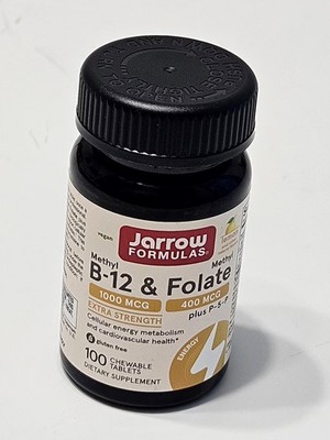 Jarrow Methyl B-12 & Methyl Folate, Extra Strength, Lemon, 100 Chewable Tablets