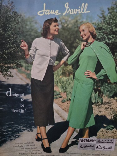 1948 Womens Jane Irwill Botany wool sweater skirt vintage Fashion ad