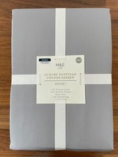 M&S 400 Thread Count Cotton Sateen Bedset Double Ash Grey Marks and Spencer