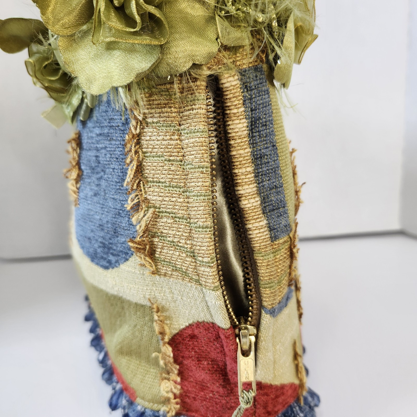 Handmade Patchwork Tapestry Bag - Beaded Flower T… - image 5