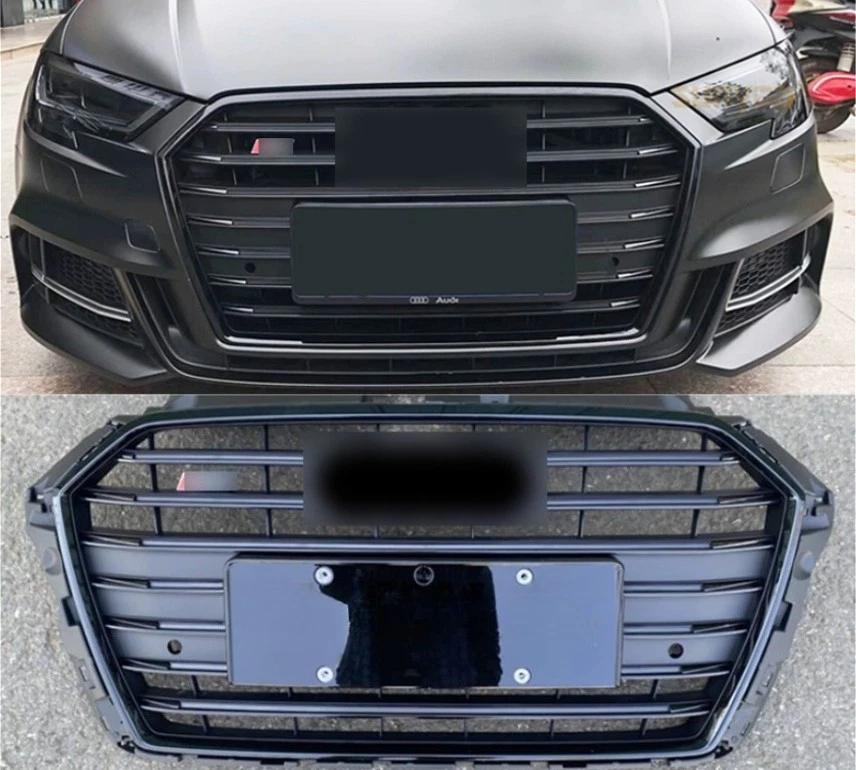 适用于奥迪 A3 S3 风格黑色条纹前保险杠格栅 2017 - 2018 - 2019 - 2020 — 第 2/4 张图片
