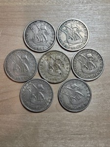 Portugal 5 Escudos coins, lot of 8, 1964-1980. KM# 591, copper-nickel. Caravel