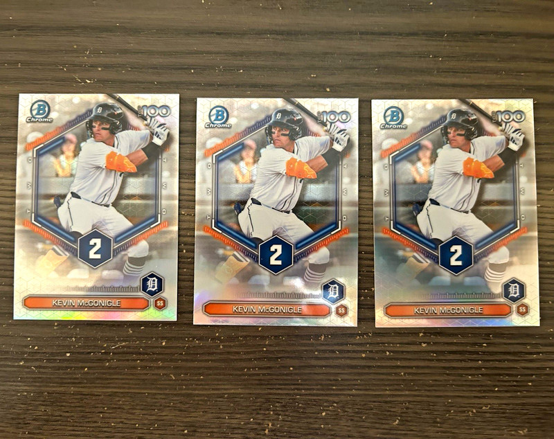 2024 Topps Bowman Chrome Top 100 Kevin McGonigle #BTP-2 Tigers Lot of 3
