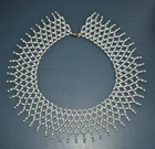 Vintage White Faux Pearl Beaded Collar Statement Bib Costume Jewelry Necklace