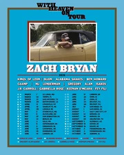 Zach Bryan With Heaven On Tour 2026 Schedule Tour Dates Custom Poster