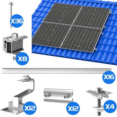 Solarpanel Halterung 2X/4X Montage Set Ziegeldach Befestigung PV-Montagesystem