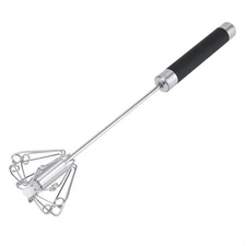Fdit Rotatable Stainless Steel Kitchen Mixer Balloon Egg Beater Whisk for Whi...