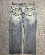 Y2K Flypaper Jeans Mens 38 Bootcut Baggy Loose Cross Southpole Style Skater Goth