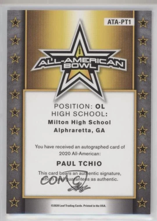 2020 Leaf Metal US Army All-American Bowl Tour Pink Shimmer /2 Paul Tchio Auto - Image 2 of 2