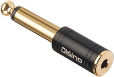 Disino 1/4" Mono to 1/8" Stereo Adapter, New Upgrade Gold-Plated 6.35Mm TS Male