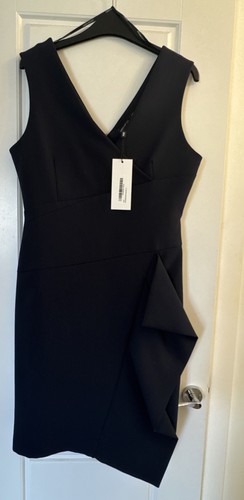 BNWT Ladies Karen Millen Navy Blue Waterfall Dress Size 12