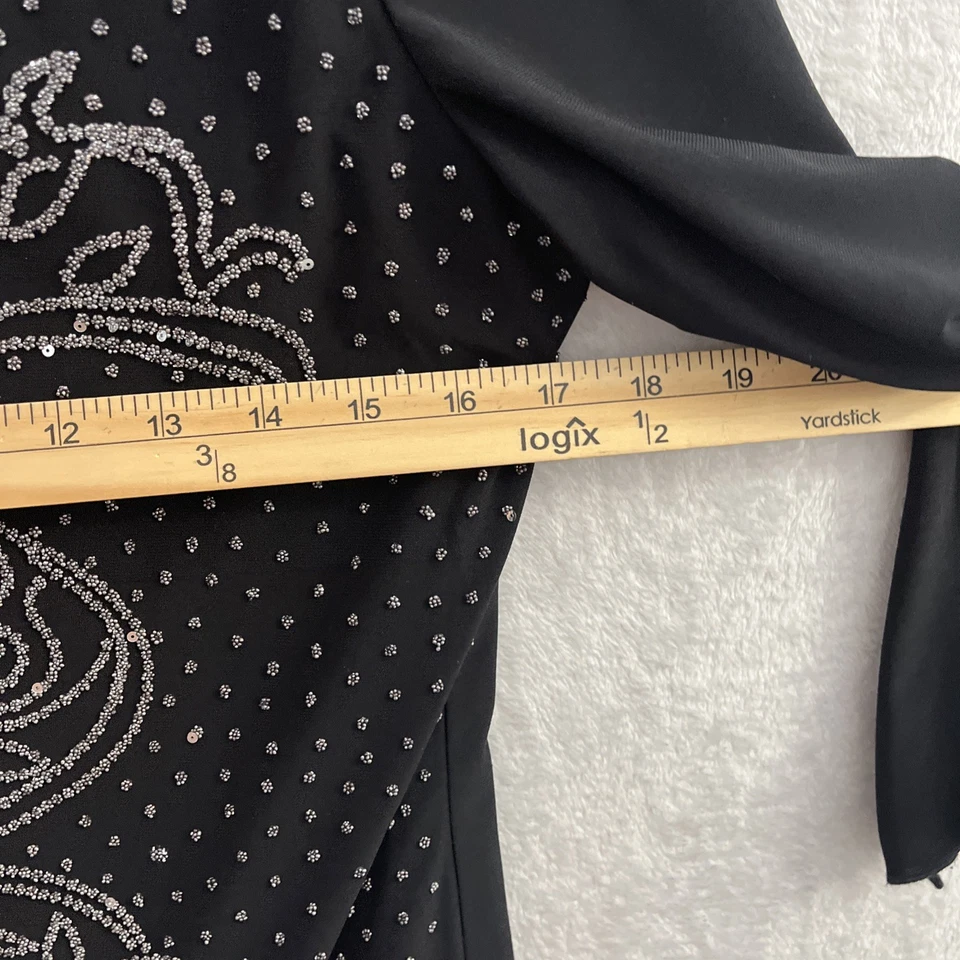 Blusa Top Mujer Ronni Nicole Negra Geométrica Pequeña Mezcla Poliéster Manga Larga Foto 4 de 4