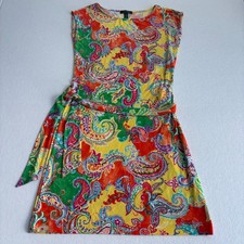 Ralph Lauren Colorful Paisley Shift Dress Women's M Sleeveless Vibrant Party
