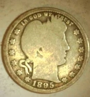 1895 Antique BARBER Quarter Dollar US 25C Silver Coin Inv#1