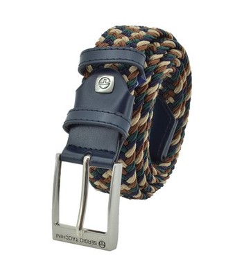 Elastischer Flechtgürtel, Herren Damen, mit Echtlederdetails, Coff...