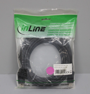 InLine DisplayPort Kabel vergoldete Kontakte 7,5 m Schwarz 17107P (ROHS) NEU