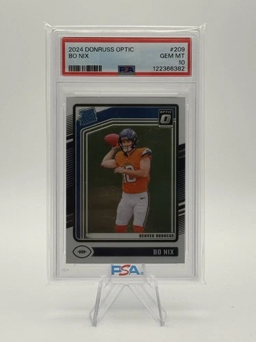Panini 2024 Donruss Optic Rated Rookie Bo Nix #209 PSA 10 Denver Broncos Card