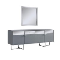 Hellgraue Esszimmer MöBel Designer Holz Anrichte Glas Spiegel 2Tlg