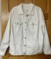 Maurices Womens Plus Size 2X White Casual Long Sleeve Denim Jean Jacket NWT