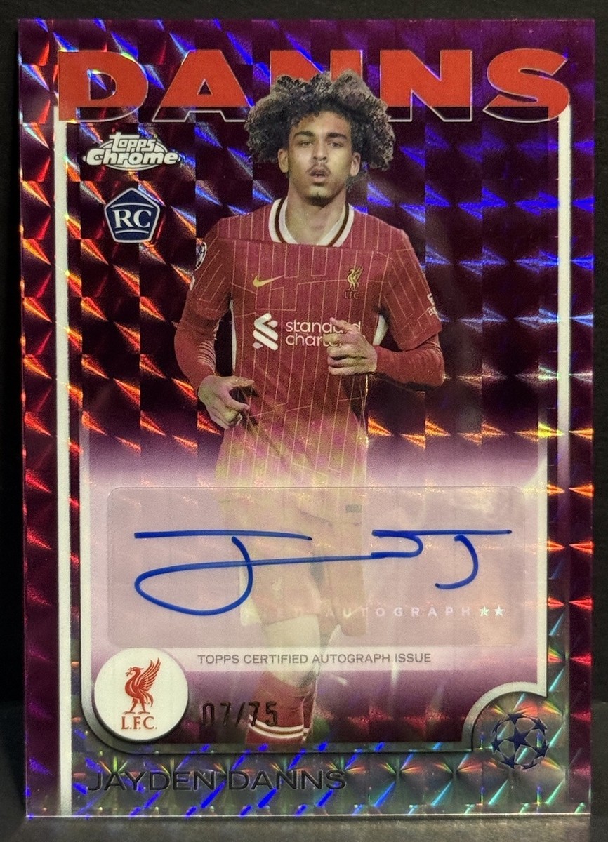 2024-25 Topps Chrome UCC Liverpool RC Jayden Danns Auto Magenta
