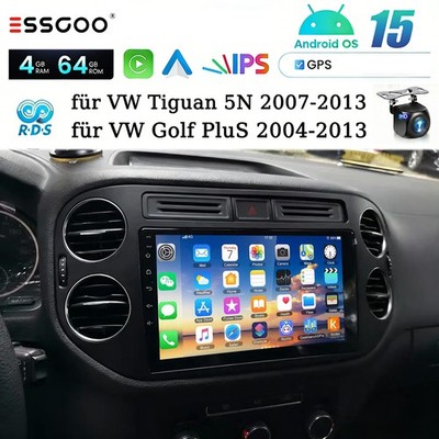 4+64GB Android 15 Autoradio WiFi Navi Kamera+ Carplay für VW Tiguan 5N Golf Plus