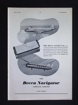 Original 1954 Anzeige Decca Navigator Flugbuch Luftfahrt Navigation