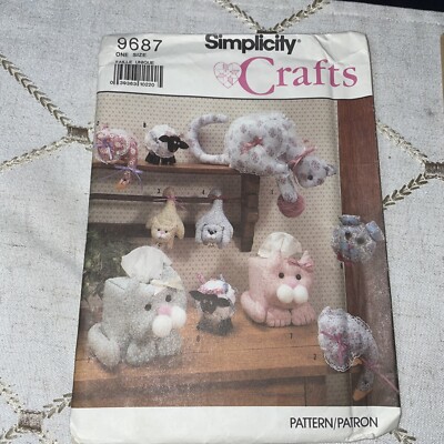 Simplicity 9687 Sewing Pattern Stuffed Animals Cat Goose Lamb Bazaar Craft UNCUT