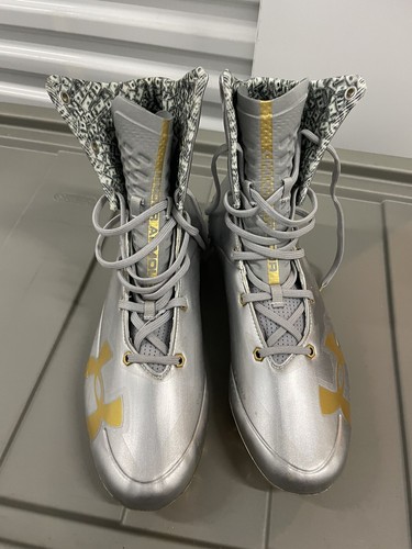 Under Armour Highlight MC LE Football Cleats Silver Gold Mens Size 13 - Picture 2 of 7