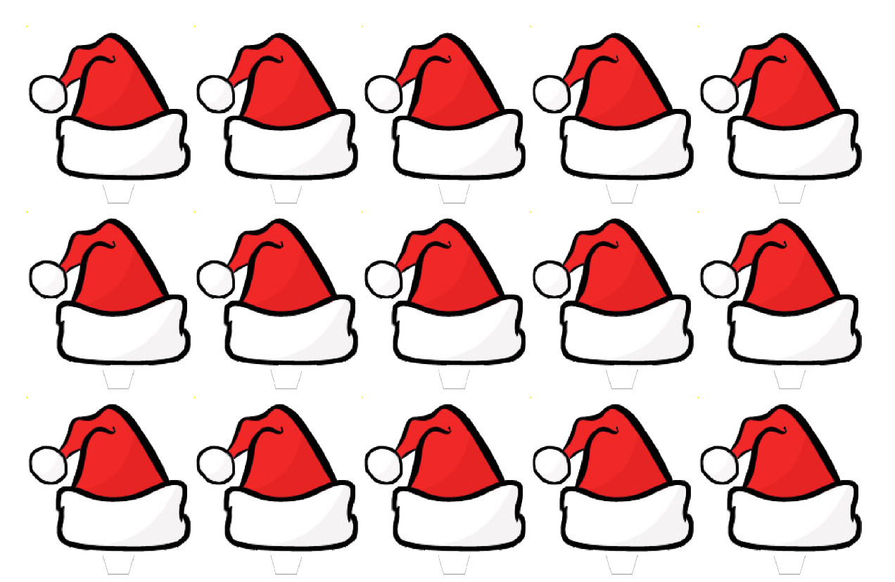 15 PREMIUM CHRISTMAS SANTA HAT STAND UP EDIBLE RICE CARD Cake Toppers