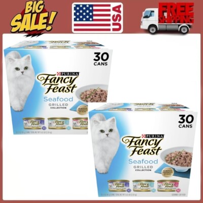Purina Fancy Feast Grilled Kitten Food, Wet Cat Food, Seafood, 3 oz Can, 60 Pack