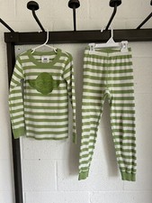 Hanna Andersson Long John Pajamas SZ 120 US 6-7 Star Wars Yoda Green Stripe