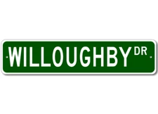Willoughby Drive Street Sign Personalized Custom Last Name Sign - Aluminum