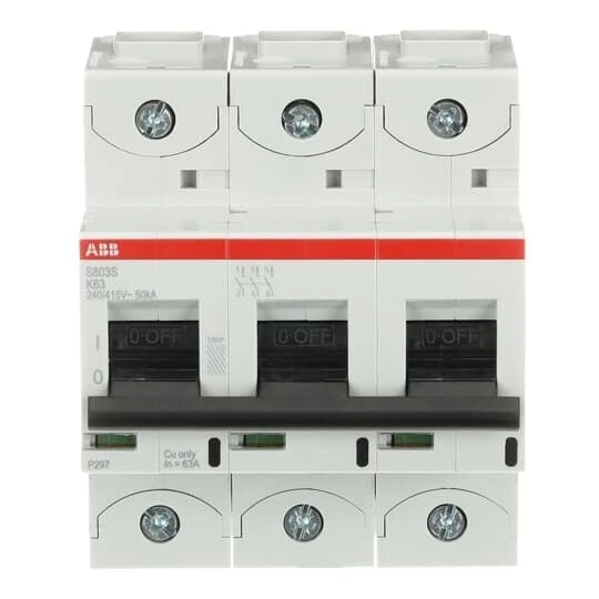 S803S-K63, ABB, миниатюрный автоматический выключатель S800S 3P K 63A 2Ccs863001R0597