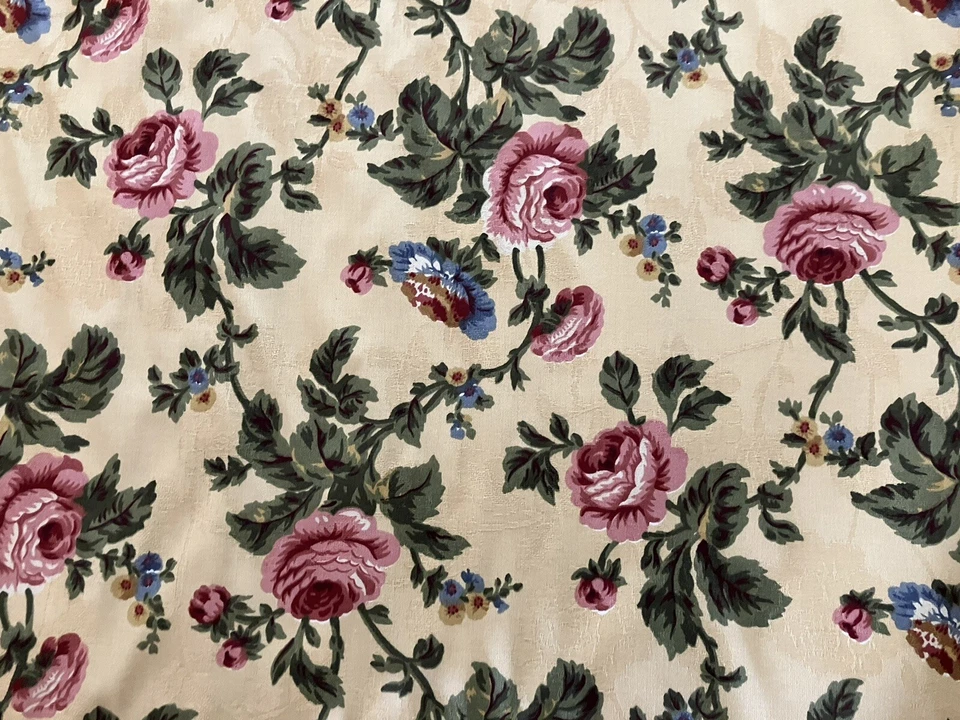 Tapicería de cortinas de algodón vintage Waverly Anjou floral rosa tela 15 yardas x 54 Foto 4 de 4