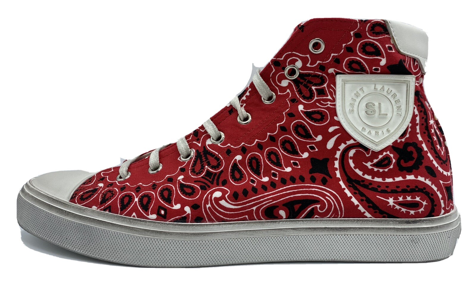 Sneakers alte Saint Laurent in tela rossa $600 taglia US 15 Made in Italy