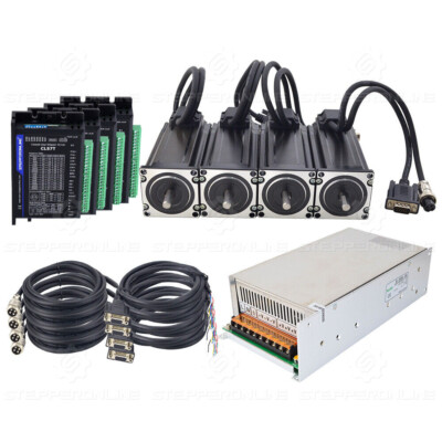 4Achsen NEMA23 Closed Loop Schrittmotor 3Nm 4.2A Φ8mm Driver CL57T mit Netzteil