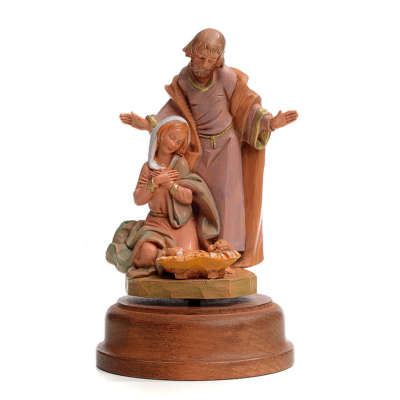 Heilige Familie Krippe 18 cm mit Glockenspiel Fontanini