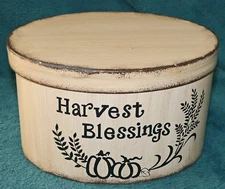 VINTAGE PRIMITIVE DISTRESSED WOOD HARVEST BLESSINGS PANTRY BOX! THANKSGIVING