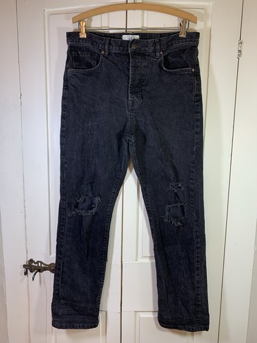 Pantalones de mezclilla We The Free People negros desgastados 30 botones mosca real 34x29,5 - Imagen 2 de 21