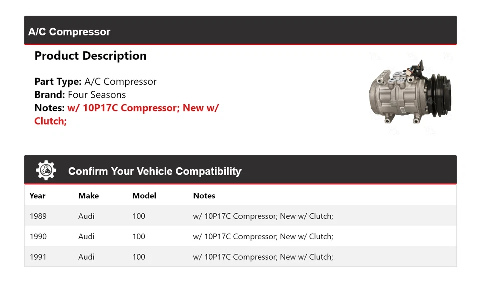 Compressor A/C Audi 100 1989-1991 4 estações 1990 - Imagem 2 de 4