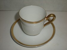 Miniature Teacup  Saucer Demtasse cup Bavaria The Baronial Gold Leaf Trim